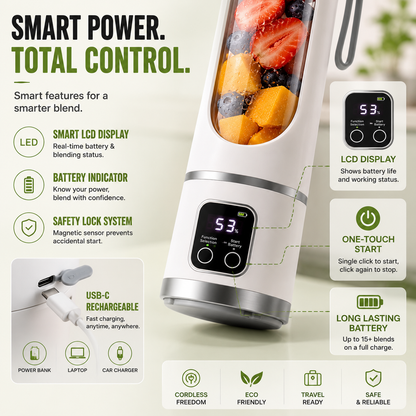 Portable USB Blender with LED Display - Perfect for Smoothies & Juices