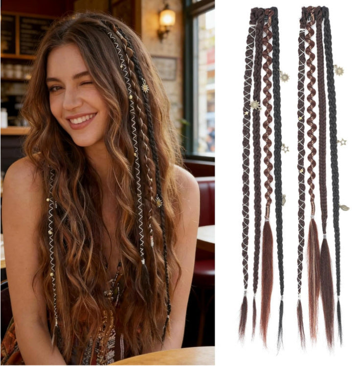 🌿🎨 Boho Beaded Clip-In Braids – Effortless Festival & Everyday Hair Transformation(✨2Pcs)