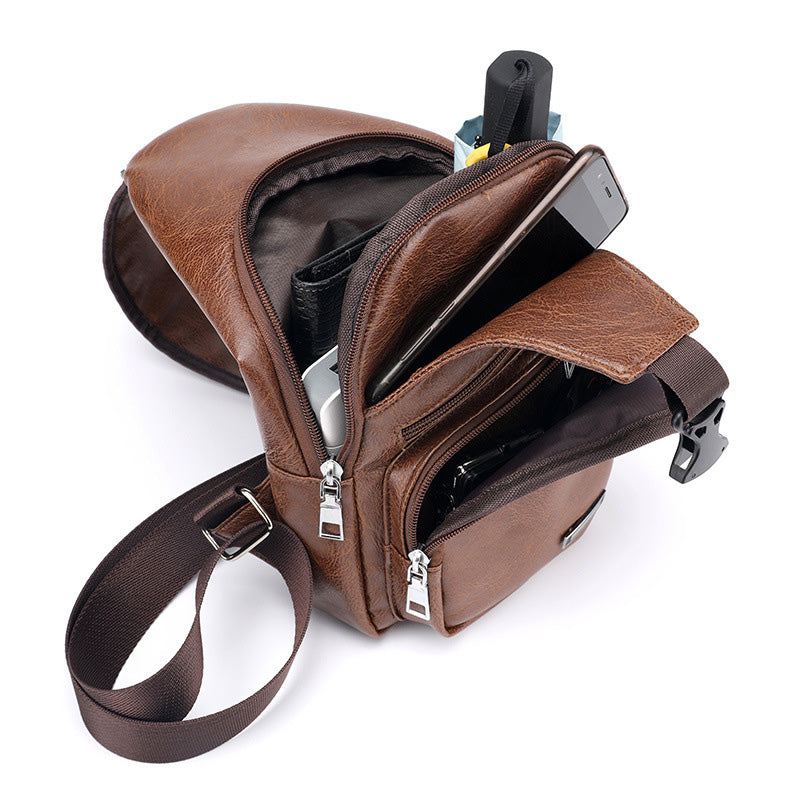 📢📢49% OFF !! ⏰Exquisite Gift - Men's Multifunctional High Quality Leather Chest Bag