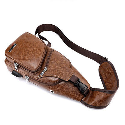 📢📢49% OFF !! ⏰Exquisite Gift - Men's Multifunctional High Quality Leather Chest Bag